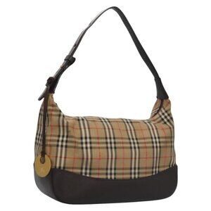 BURBERRY Nova Check Shoulder Bag Canvas Beige